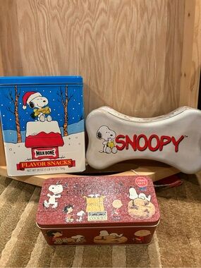 Vintage Snoopy Empty Tins - 3 Items